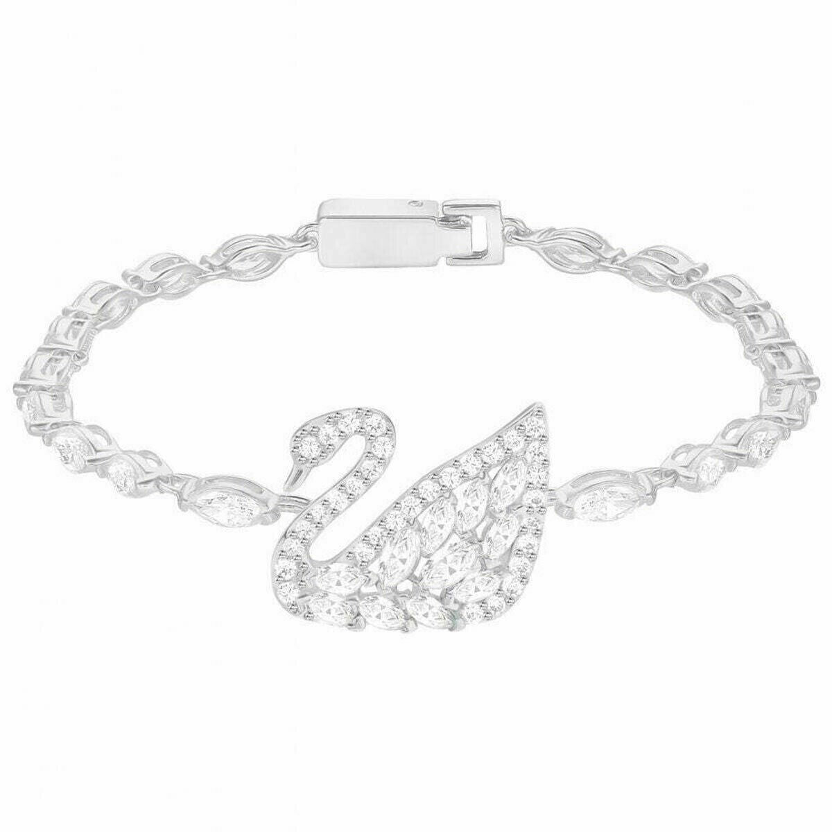 Genuine Swarovski Swan Lake Crystal Bracelet, White, Rhodium -5379947