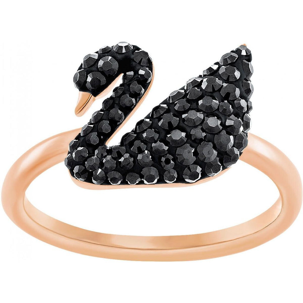 Genuine Swarovski Crystal ICONIC SWAN:RING BLK JET/ROS 55  5358024 Brand New