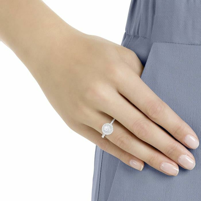 Angelic ring Round cut crystal, White, Rhodium plated