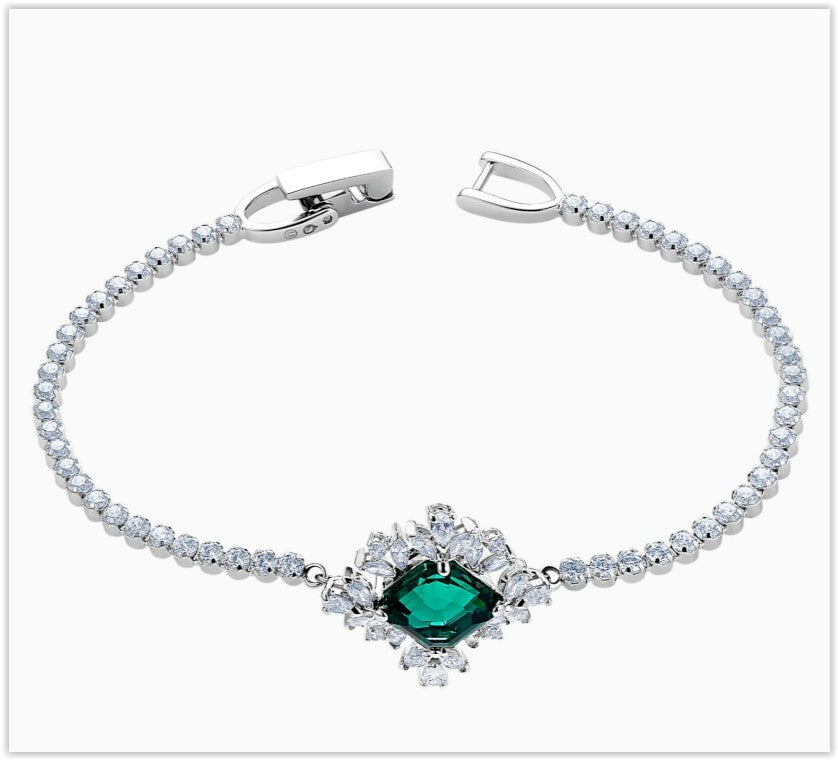 Genuine Swarovski PALACE BRACELET, green crystal, rhodium plated 5498835
