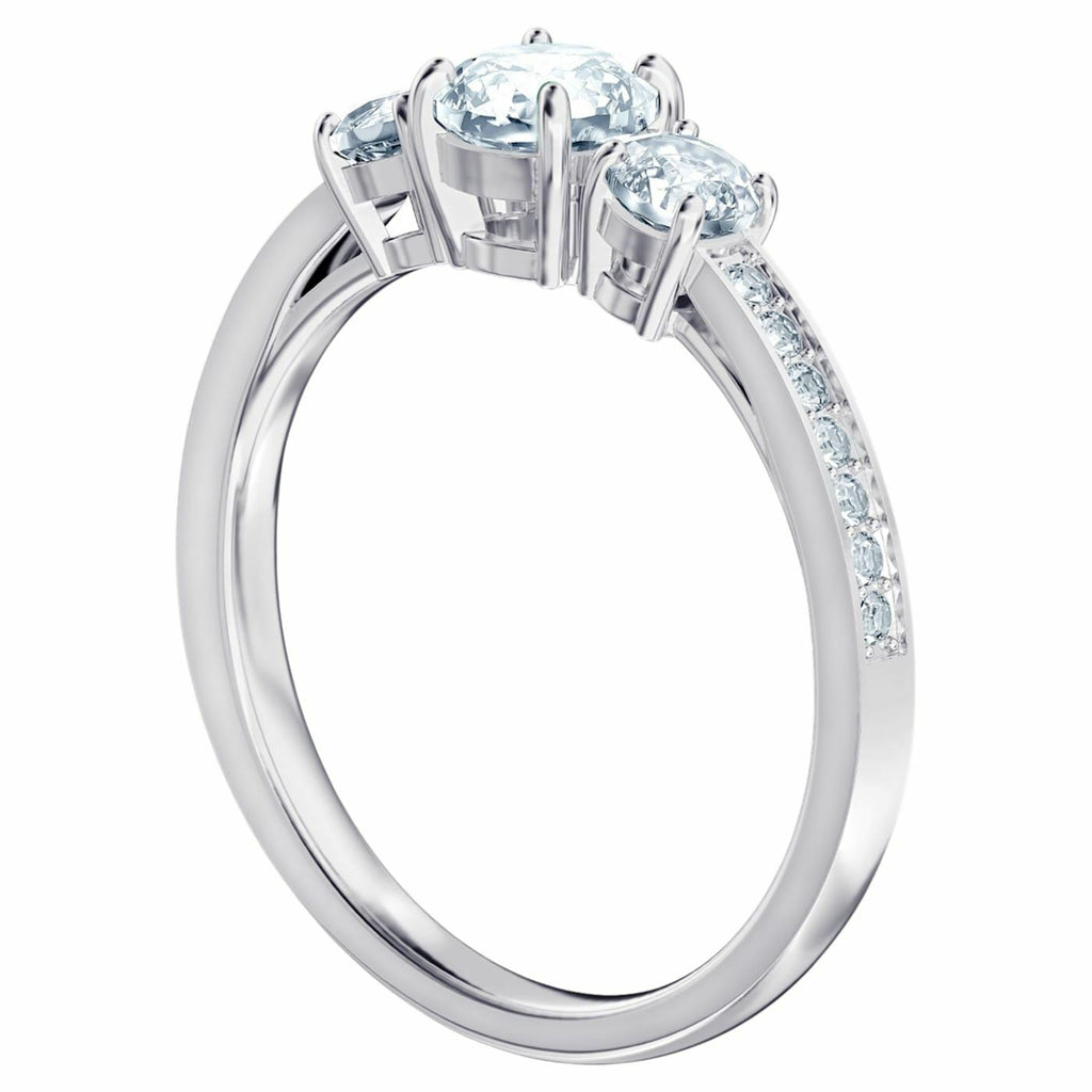 Attract Trilogy ring Round, White, Rhodium plated