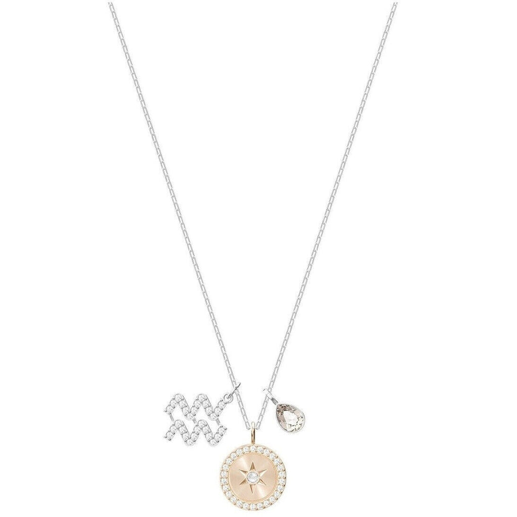 Genuine Swarovski Zodiac Pendant AQUARIUS, Gray, Rhodium Plating 5349213