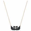Swarovski Iconic Swan necklace Swan, Black, Rose-gold tone plated