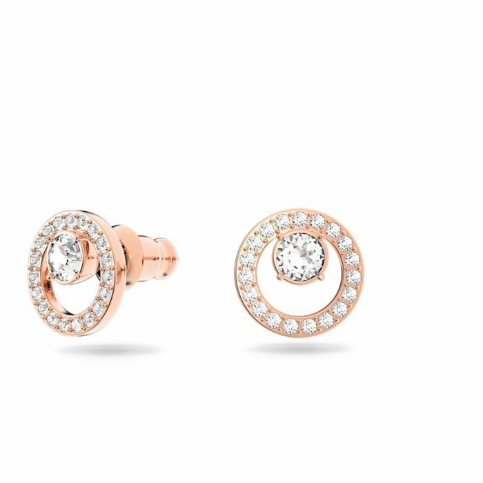 Creativity Stud Earrings Circular, White, Rose-gold tone plated 5199827