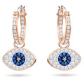 Genuine SWAROVSKI  Symbolic Hoop Evil Eye Blue Rose Gold Tone Earrings 5425857