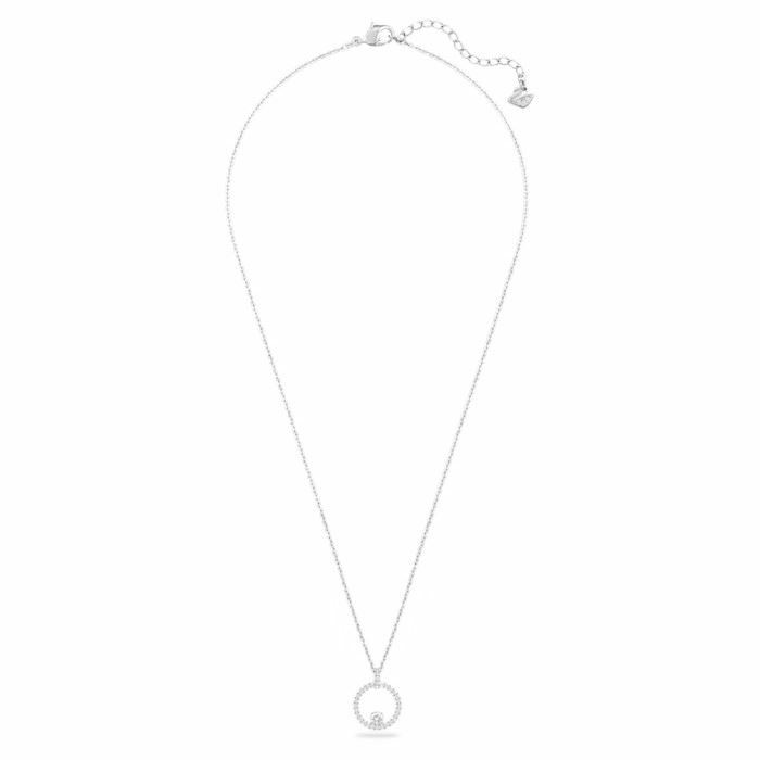 Creativity pendant Circular, White, Rhodium plated
