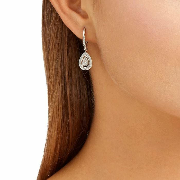 Swarovski Angelic earrings Pear cut crystal, White, Rhodium plated 5197458