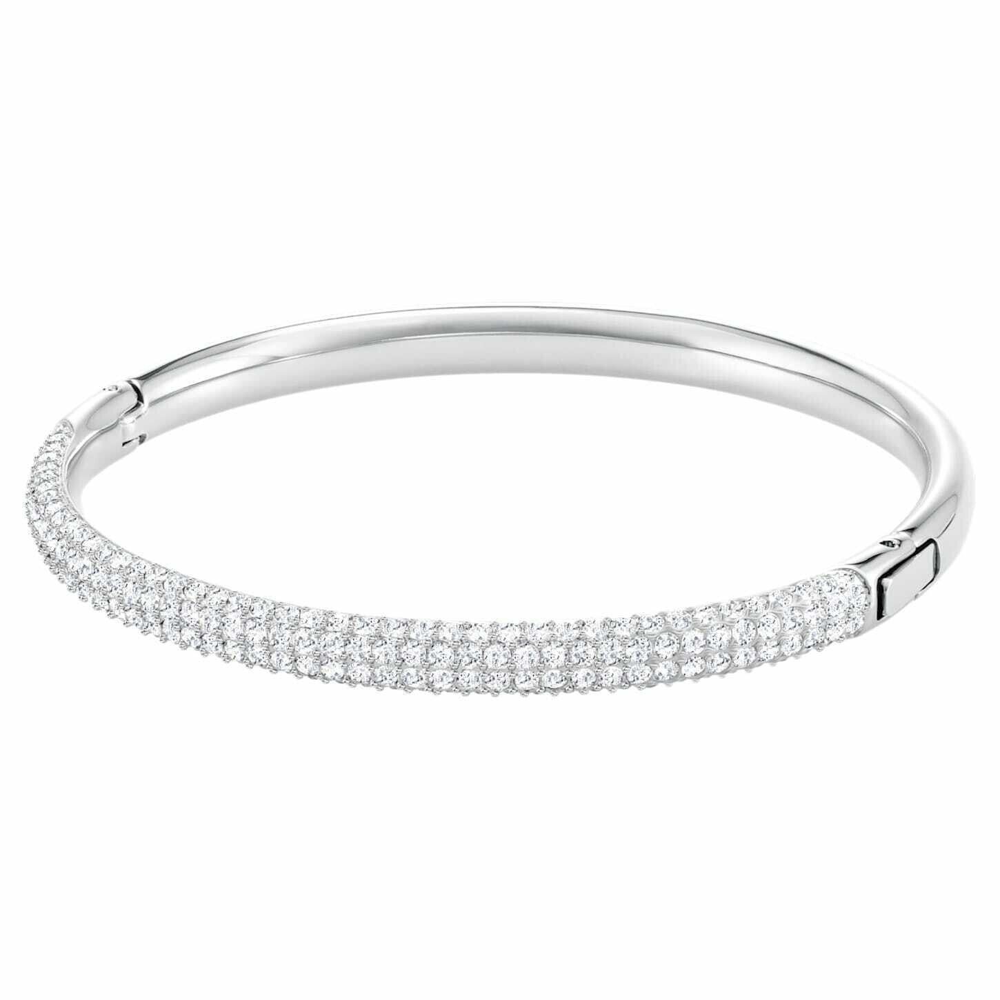 Genuine Swarovski White Stone Hard Bracelet, Rhodium Plated SIZE S 5032845