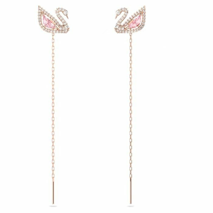 Swarovski Dazzling Swan earrings Swan, Pink, Rose-gold tone plated 5469990