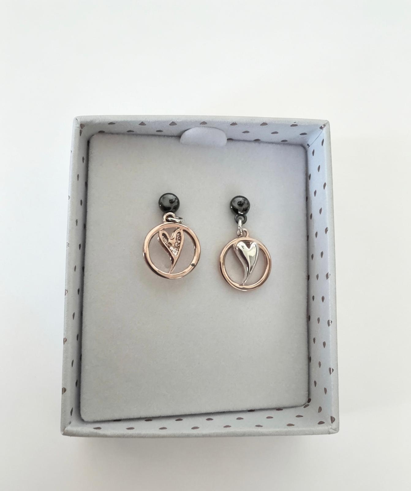 Mixed Metal Modern Heart Earrings